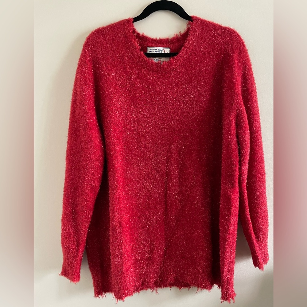 New! Sandrine Rose Christmas Red Crew Neck Sweater